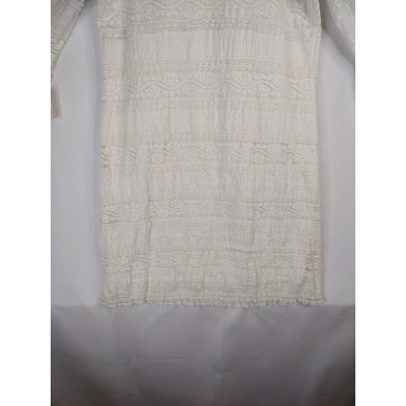 Dressbarn women 14 white lace tiers 3/4 flared ruffle sleeve shift dress stretch - Picture 14 of 16